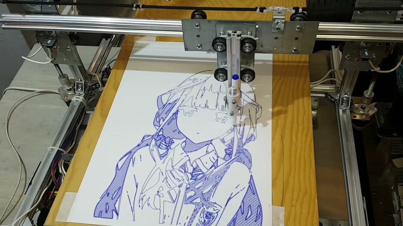 Anime girl cnc plotter drawing