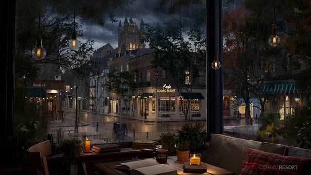 London Coffee Shop Ambience - Rain Ambience for Studying, Relaxing and Focus