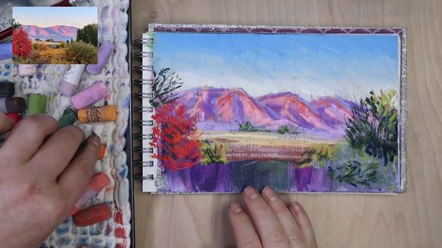 Using Pastel Grounds For The First Time || Painting a Pink Mountain Landscape using Soft Pastels.