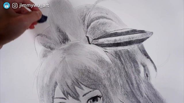 Drawing Tales of Arise「Shionne」charcoal portrait｜Jimmy’s Movie Drawing