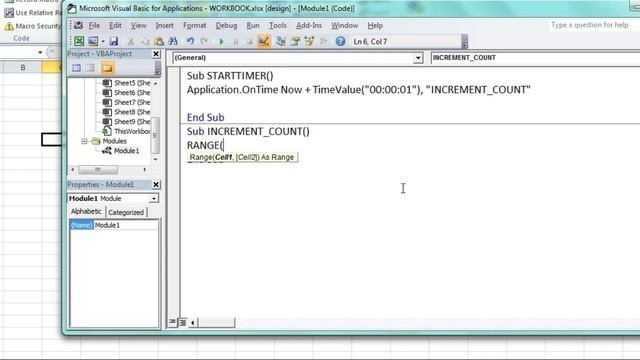 MS EXCEL-How to create Timer using VBA code