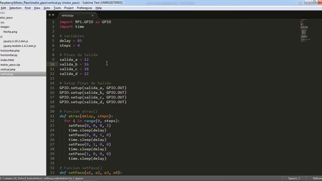 Control de un motor a paso, usando el acelerómetro de un celular, con Raspberry Pi