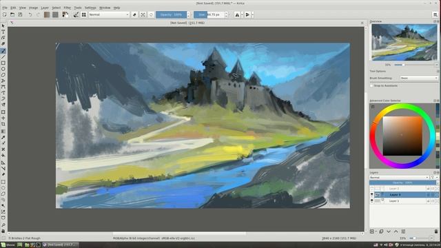 Black Fortress. Quick Sketch With Krita. Timelapse Video.