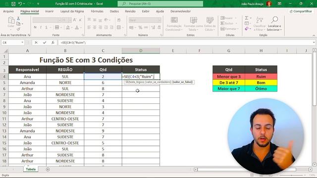 Função Se com 3 Condições | Como fazer Função SE no Excel com Várias Condições