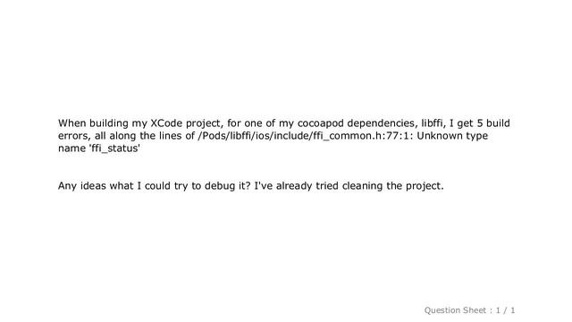 iOS : Build error: "Unknown type name 'ffi_cif'"