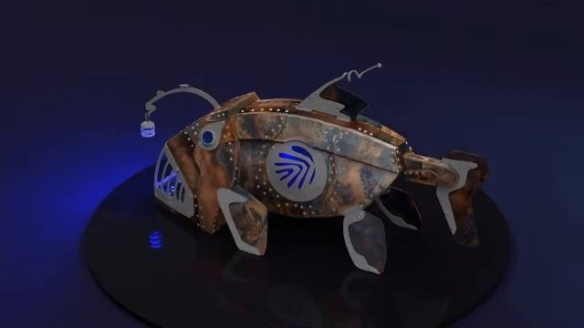 Анимация арт-объекта Удильщик Blender. Decorative angler fish Blender animation
