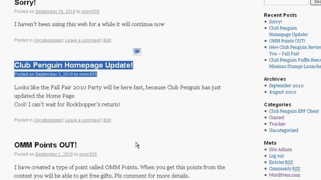 Club Penguin Hacks and Cheats Website: omm555cpcheat.wordpress.com