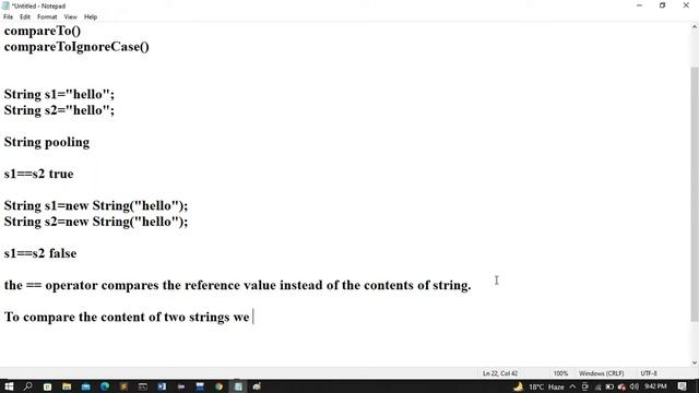 String comparison in java in hindi