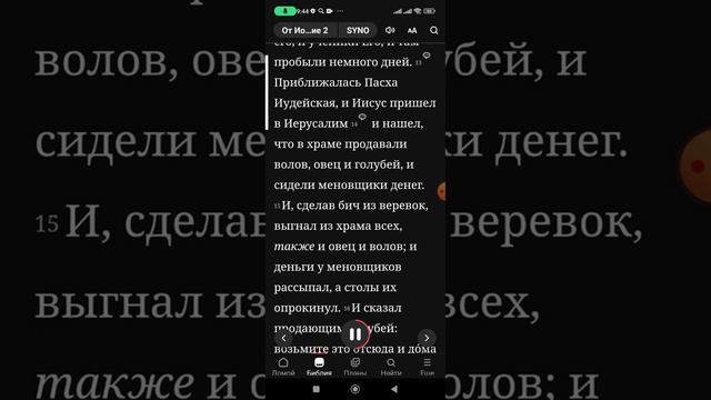 Евангелие от Иоанна 2 глава...