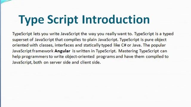 1. Type Script Introduction