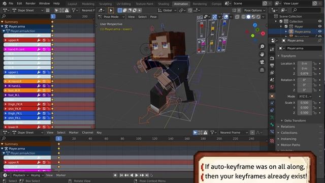 How to animate characters in 1 minute | Blender 2.8 Minecraft Animation Tutorial #14