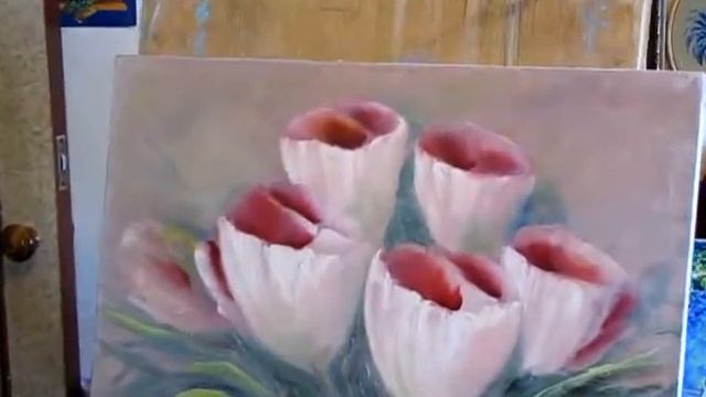 Масло живопись Работа по сухому Пишем тюльпаны