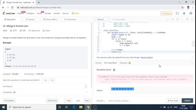 Merge k Sorted Lists Leetcode Solution  Python