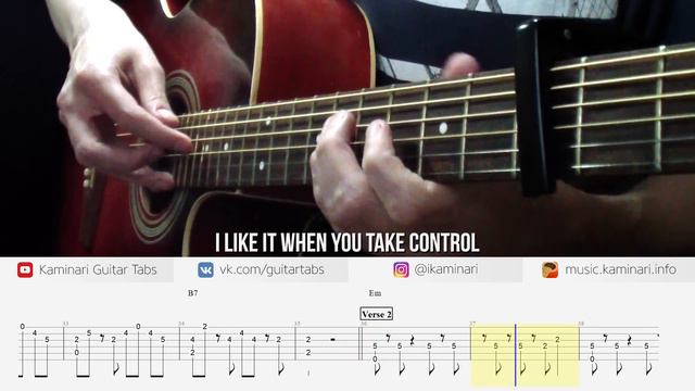 Billie Eilish – Bad Guy (fingerstyle guitar cover with tabs and karaoke lyrics)
