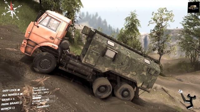 SPINTIRES Canyons DLC - Utility Truck Up Hill
