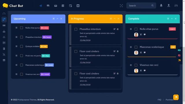 Chat bot Bootstrap Admin Dashboard Template with Dark Theme LTR