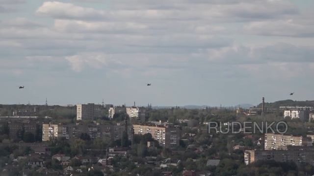 Работа Ми-28 (пуски ЛМУР) по объектам ВСУ на территории Авдеевки