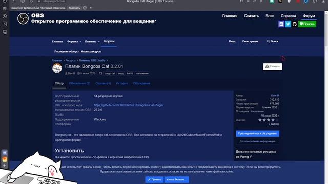 Как сделать мемного кота в обс для стримов без веб камеры