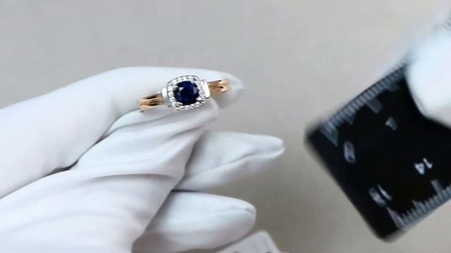 Кольцо из золочёного серебра AQUAMARINE с фианитом и гидротермальным сапфиром А66567Б-пк
