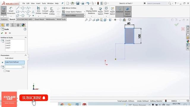 SOLIDWORKS TUTORIALS 2022 SCALE ENTITIES SKETCH COMMAND   HOW TO SCALE SKETCH IN SOLIDWORKS 
