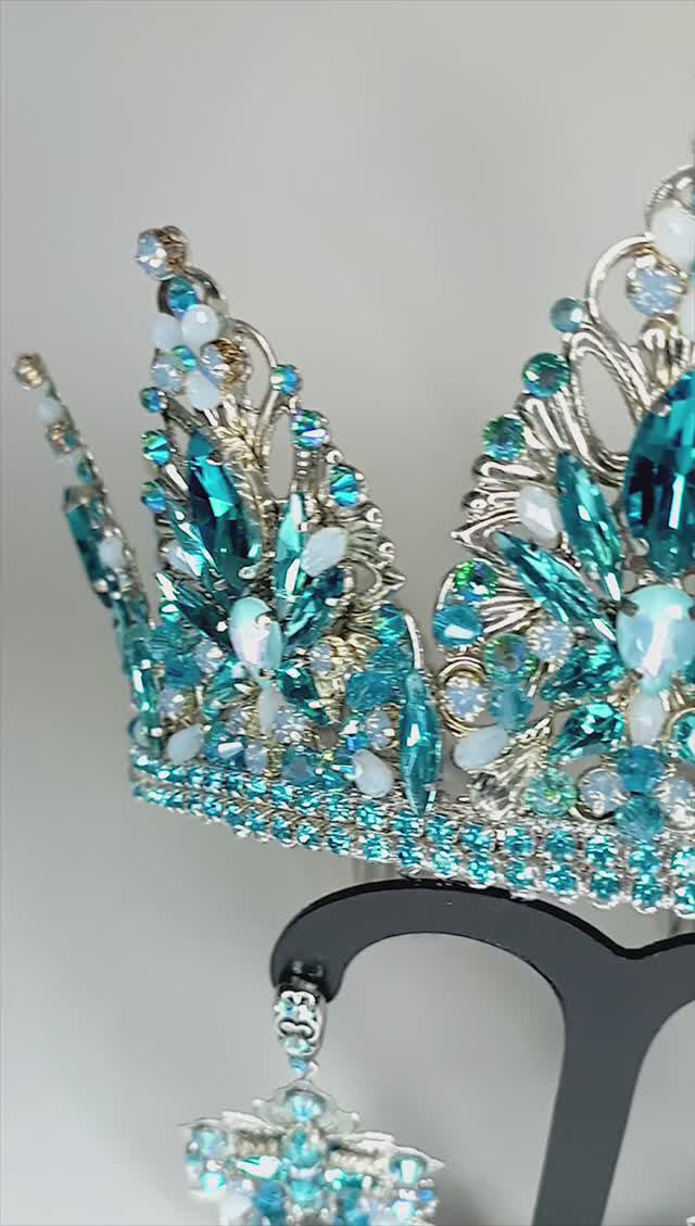 Голубая корона и серьги #crown #jewelry #handmade