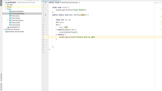 Interview question on Difference between Finally, Finalize and Final keywords in Java