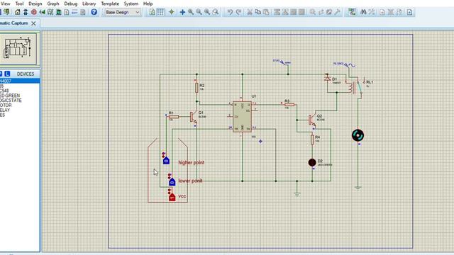 AEC project simulation  Proteus 8 Professional Schematic Capture(AUTOMATIC WATER LEVEL CONTROLLER).