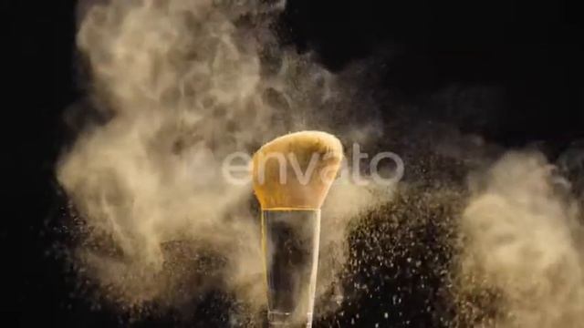 Cosmetic Brush with Golden Cosmetic Powder for Make Up | Stock Footage - Videohive