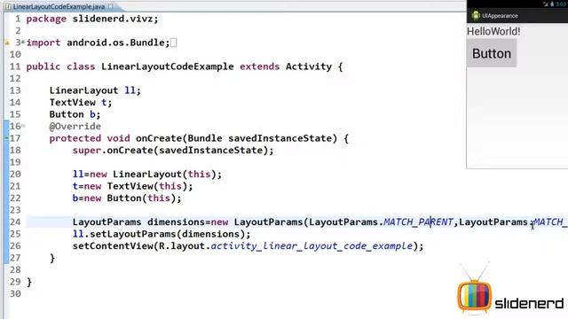 Lession 36 Android Linear Layout Using Java Code Part 2  Android User Interface Tutorial HD 1080p H