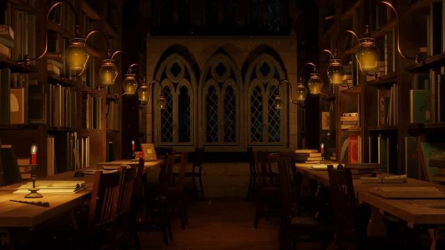 Rainy Night In The Hogwarts Library _ Harry Potter Music & Ambience ☔️ (1)