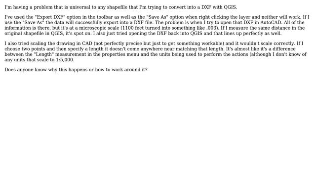 GIS: QGIS Export to DXF Scale Problem