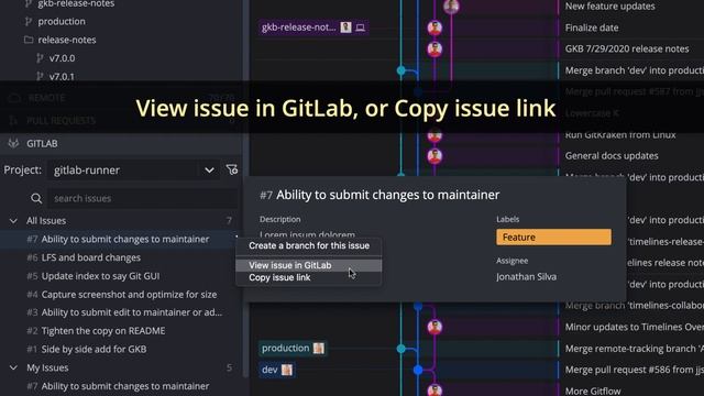 GitKraken Git GUI v7.2 Release  - GitLab and GitLab Self-Managed Issue Integration