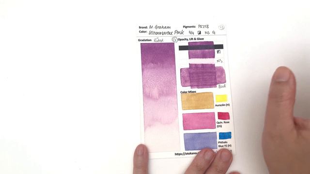 M. Graham 5 - Permanent Alizarin Crimson to Mineral Violet - Swatching M. Graham Watercolor