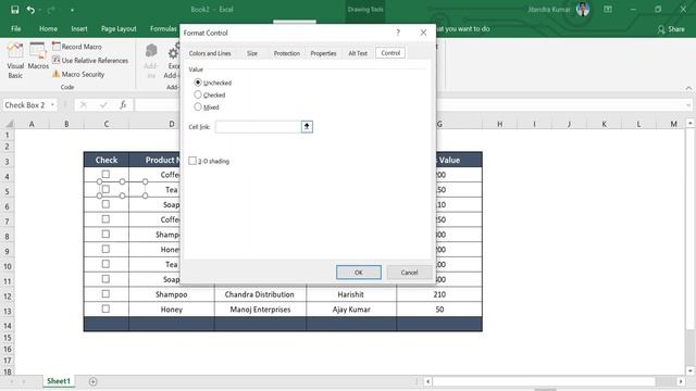 Conditional Formatting with Check Boxes in Excel (Hindi)