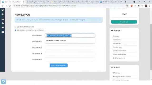 Connect a Domain in CyberPanel [4/5] - Create Private Nameserver for Your Domain [2023]