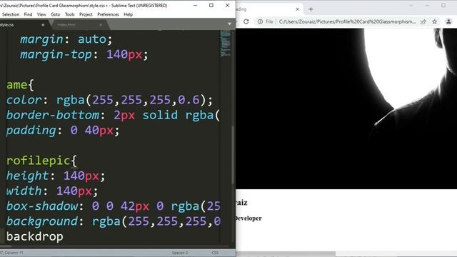 Profile Card Glassmorphism HTML CSS