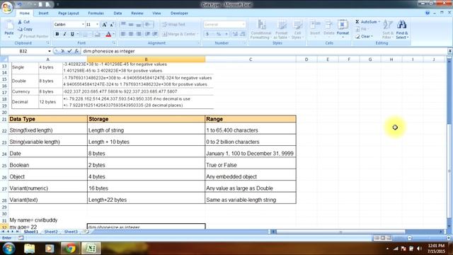 Microsoft Excel VBA-Variables & Data types in VBA-Day 2