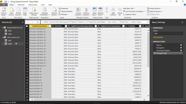 Group Queries Power BI
