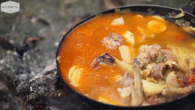 Big Duck Soup in Forest cooking with Primrose Life -  Bushcraft style - Primitive [KITCHENETTE]