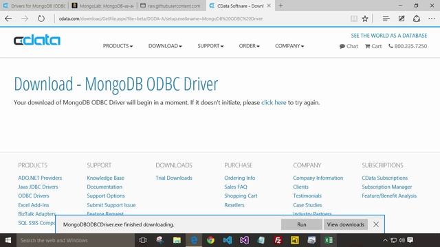 Connecting to MongoDB data from Microsoft Excel