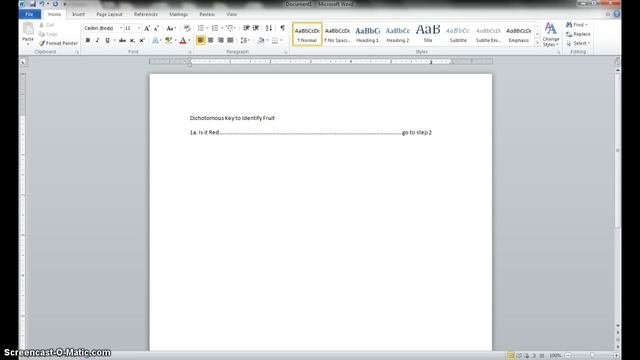 Making A Dichotomous Key In Microsoft Word