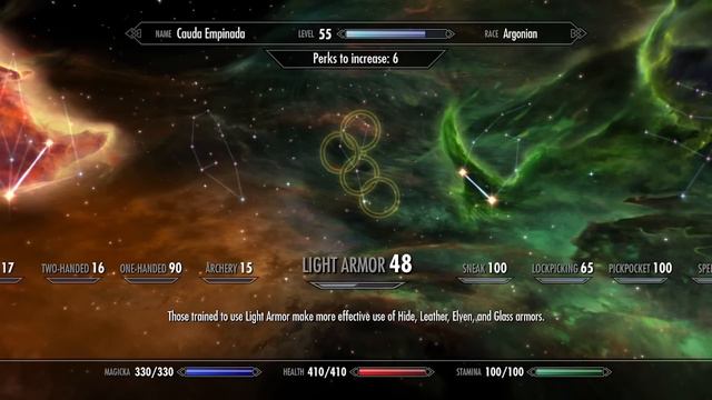 Skyrim - Quão poderoso pode ser um mestre protetor? Perks e habilidades de Light Armor/Armadura Lev