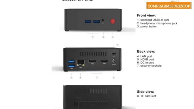 Beelink J45 Mini PC con CPU Intel Apollo Lake Pentium J4205, 8GB DDR3L + 128GB SSD, 2.4 + 5.8GHz