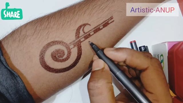 EASY Guitar Tattoo ?  How to make amazing Guitar tattoo at home  Artisti-ANUP