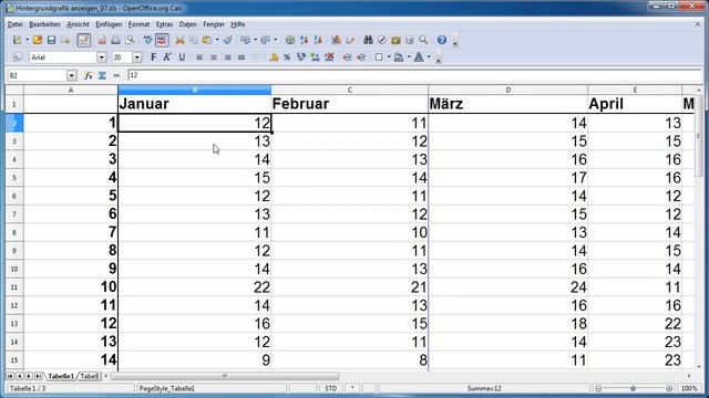 Calc - Zeilen und Spalten als Überschrift fixieren