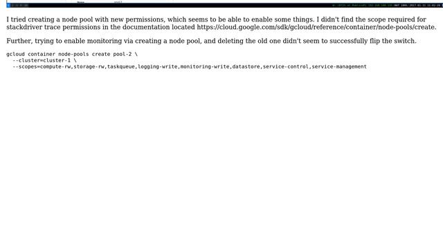 How to enable Stackdriver Monitoring and Stackdriver trace on existing GKE cluster?