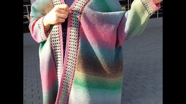 Вязаный женский кардиган кокон из 100% шерсти
