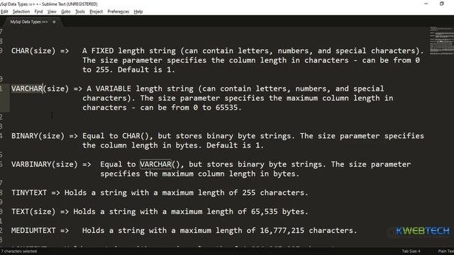 MySQL Data Types and MySQL String Datatype in Hindi  - 04