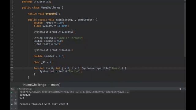 Java challengers #45 - variable names, for looping, number declarations