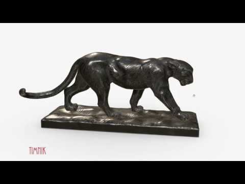 Walking Leopard Bronze Sculpture Low-poly 3D model